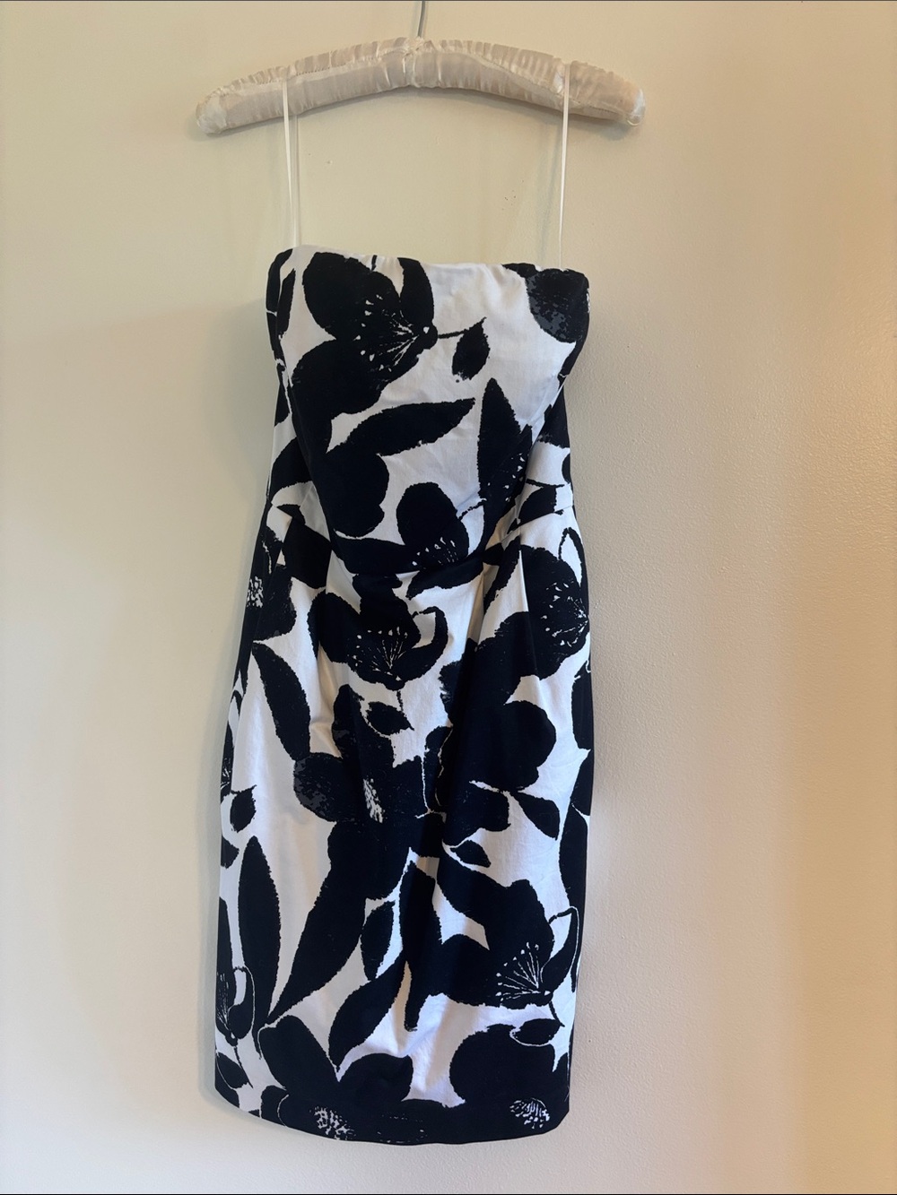 Express Black & White Strapless Floral Dress